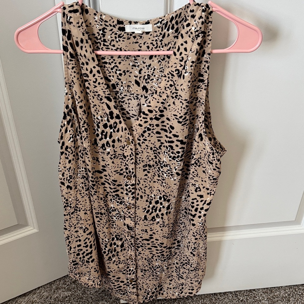 Maurices Tan and Black Animal Print Blouse